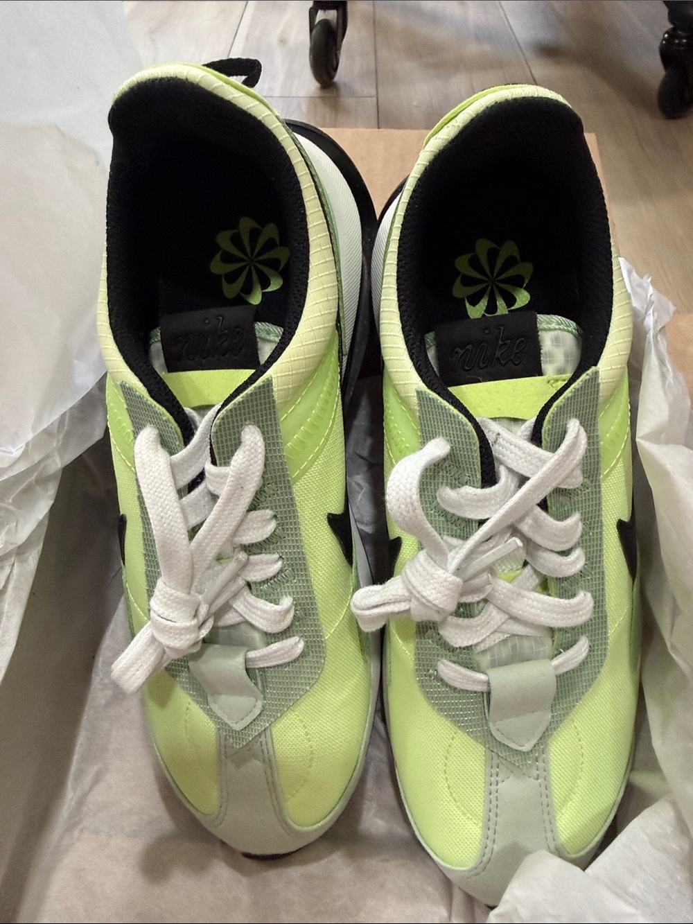 Nike Neon Green and Black Athletic Sneakers